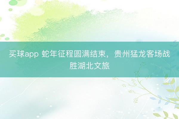 买球app 蛇年征程圆满结束，贵州猛龙客场战胜湖北文旅
