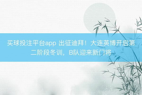 买球投注平台app 出征迪拜！大连英博开启第二阶段冬训，B队迎来新门将