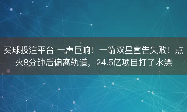 买球投注平台 一声巨响！一箭双星宣告失败！点火8分钟后偏离轨道，24.5亿项目打了水漂