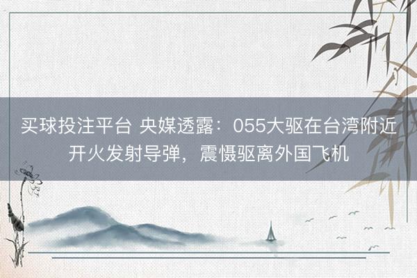 买球投注平台 央媒透露：055大驱在台湾附近开火发射导弹，震慑驱离外国飞机