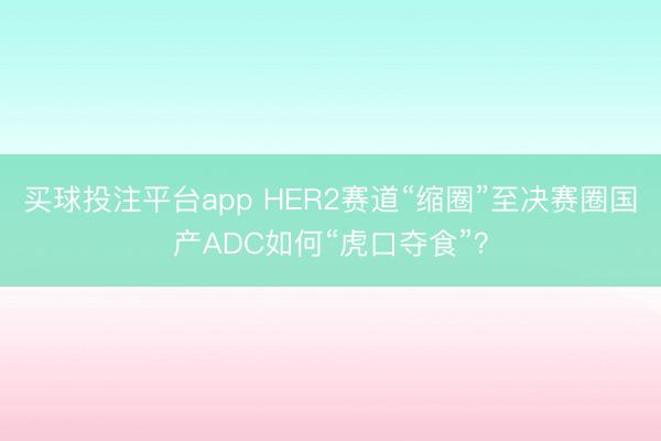 买球投注平台app HER2赛道“缩圈”至决赛圈国产ADC如何“虎口夺食”？
