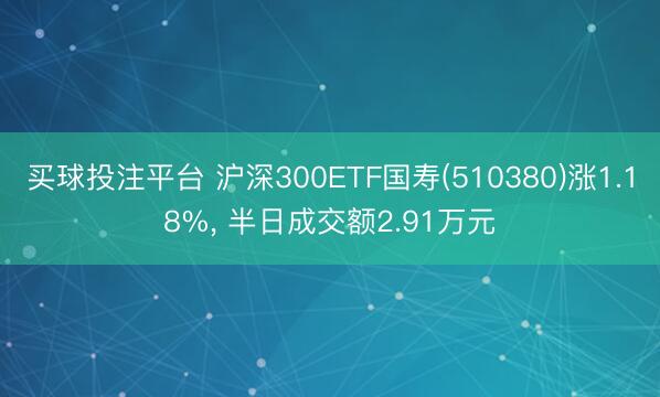 买球投注平台 沪深300ETF国寿(510380)涨1.18%， 半日成交额2.91万元