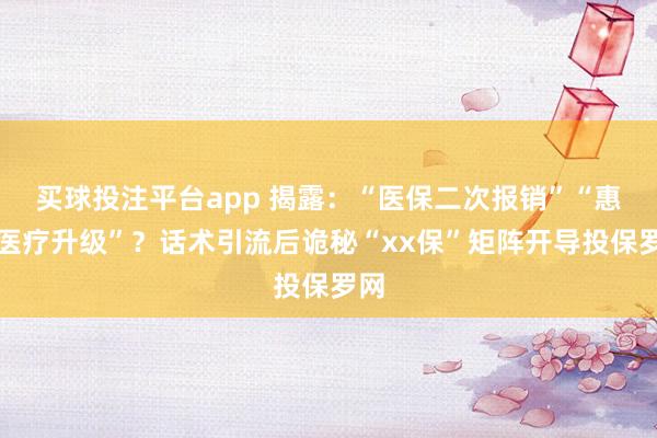 买球投注平台app 揭露：“医保二次报销”“惠民医疗升级”？话术引流后诡秘“xx保”矩阵开导投保罗网