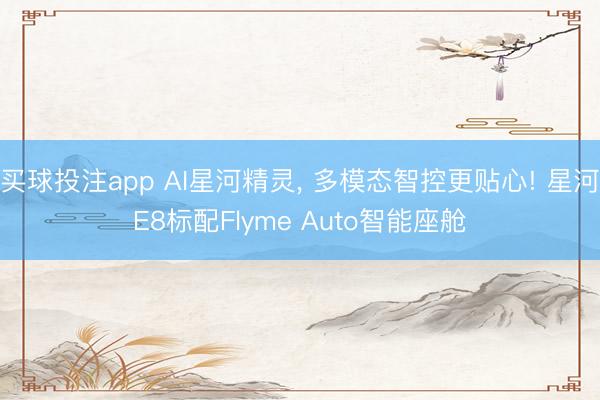 买球投注app AI星河精灵， 多模态智控更贴心! 星河E8标配Flyme Auto智能座舱
