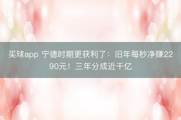 买球app 宁德时期更获利了：旧年每秒净赚2290元！三年分成近千亿