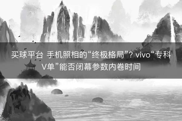 买球平台 手机照相的“终极格局”? vivo“专科V单”能否闭幕参数内卷时间