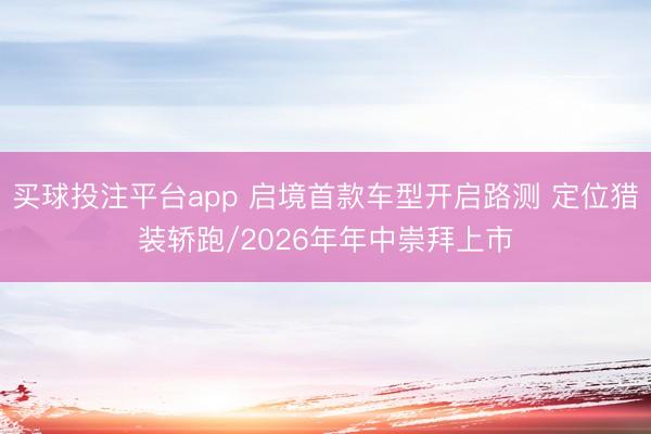 买球投注平台app 启境首款车型开启路测 定位猎装轿跑/2026年年中崇拜上市