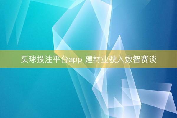 买球投注平台app 建材业驶入数智赛谈