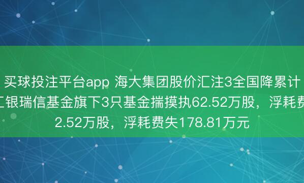 买球投注平台app 海大集团股价汇注3全国降累计跌幅5.62%，工银瑞信基金旗下3只基金揣摸执62.52万股，浮耗费失178.81万元