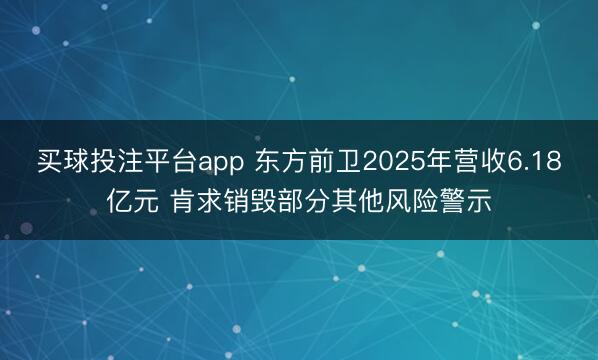 买球投注平台app 东方前卫2025年营收6.18亿元 肯求销毁部分其他风险警示