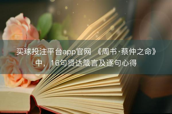 买球投注平台app官网 《周书·蔡仲之命》中，16句贤达箴言及逐句心得