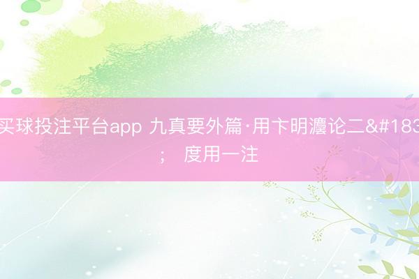 买球投注平台app 九真要外篇·用卞明灋论二·​度用一注