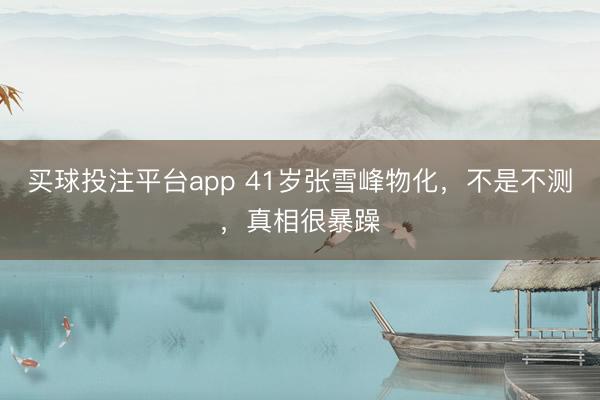 买球投注平台app 41岁张雪峰物化，不是不测，真相很暴躁