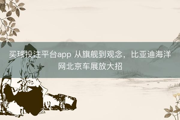 买球投注平台app 从旗舰到观念，比亚迪海洋网北京车展放大招
