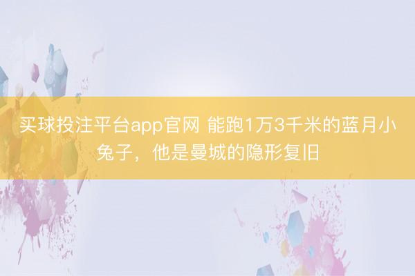 买球投注平台app官网 能跑1万3千米的蓝月小兔子，他是曼城的隐形复旧