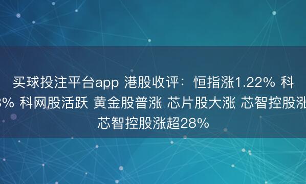 买球投注平台app 港股收评：恒指涨1.22% 科指涨0.8% 科网股活跃 黄金股普涨 芯片股大涨 芯智控股涨超28%