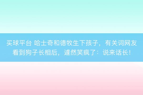 买球平台 哈士奇和德牧生下孩子，有关词网友看到狗子长相后，遽然笑疯了：说来话长！