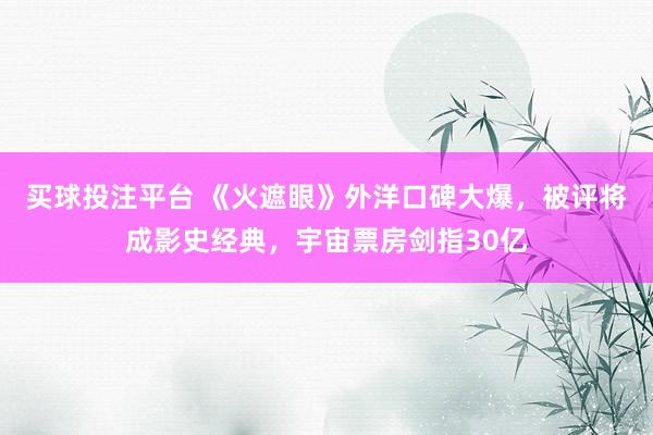 买球投注平台 《火遮眼》外洋口碑大爆，被评将成影史经典，宇宙票房剑指30亿