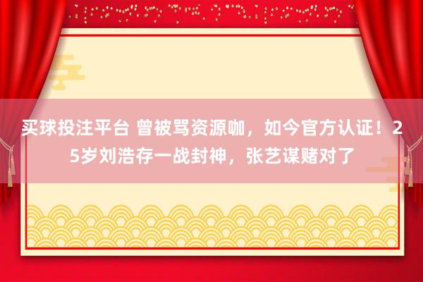 买球投注平台 曾被骂资源咖，如今官方认证！25岁刘浩存一战封神，张艺谋赌对了