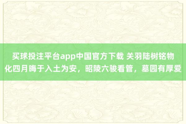 买球投注平台app中国官方下载 关羽陆树铭物化四月晦于入土为安，昭陵六骏看管，墓园有厚爱