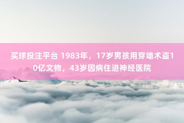 买球投注平台 1983年，17岁男孩用穿墙术盗10亿文物，43岁因病住进神经医院
