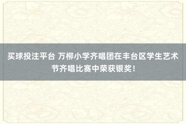 买球投注平台 万柳小学齐唱团在丰台区学生艺术节齐唱比赛中荣获银奖！
