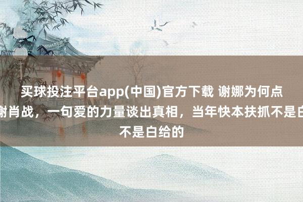 买球投注平台app(中国)官方下载 谢娜为何点名感谢肖战，一句爱的力量谈出真相，当年快本扶抓不是白给的