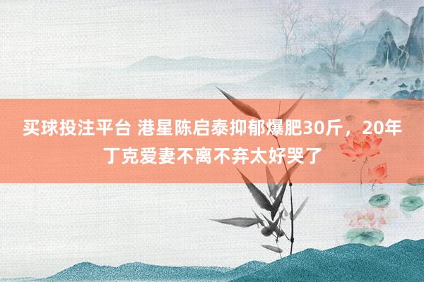 买球投注平台 港星陈启泰抑郁爆肥30斤，20年丁克爱妻不离不弃太好哭了