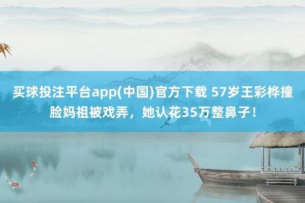 买球投注平台app(中国)官方下载 57岁王彩桦撞脸妈祖被戏弄,她认花35万整鼻子!