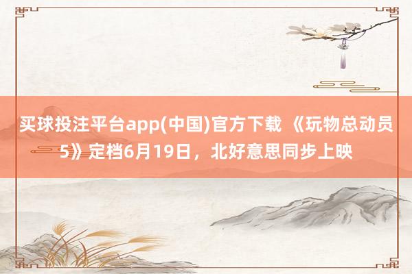 买球投注平台app(中国)官方下载 《玩物总动员5》定档6月19日，北好意思同步上映
