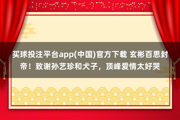 买球投注平台app(中国)官方下载 玄彬百思封帝!致谢孙艺珍和犬子,顶峰爱情太好哭