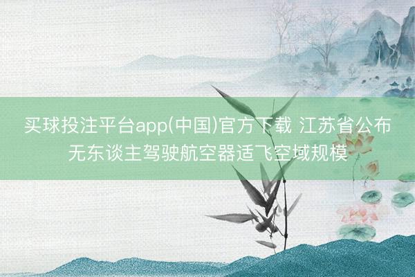 买球投注平台app(中国)官方下载 江苏省公布无东谈主驾驶航空器适飞空域规模