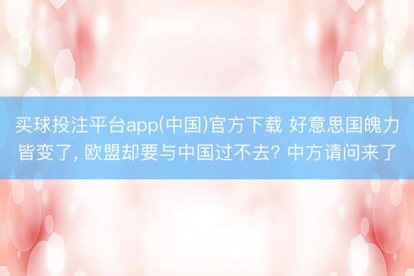 买球投注平台app(中国)官方下载 好意思国魄力皆变了， 欧盟却要与中国过不去? 中方请问来了