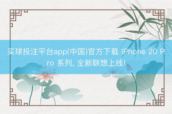 买球投注平台app(中国)官方下载 iPhone 20 Pro 系列， 全新联想上线!