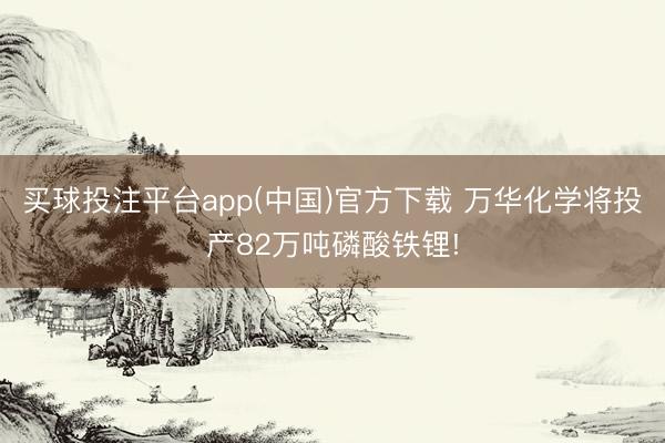 买球投注平台app(中国)官方下载 万华化学将投产82万吨磷酸铁锂!