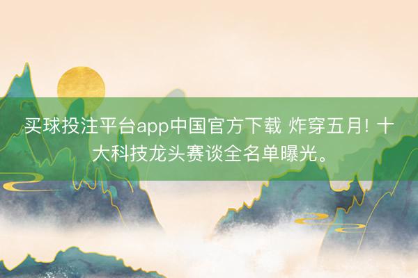 买球投注平台app中国官方下载 炸穿五月! 十大科技龙头赛谈全名单曝光。
