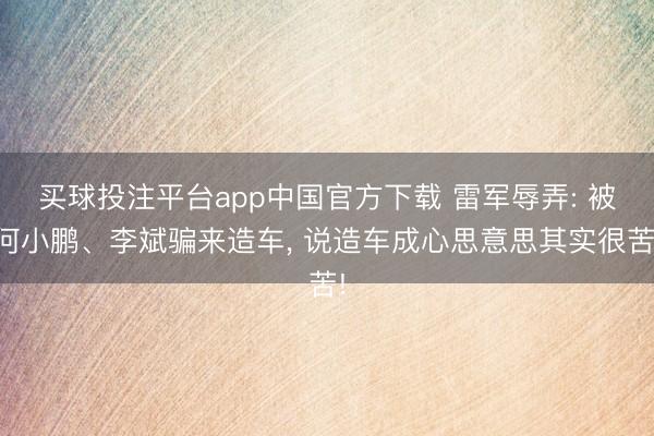 买球投注平台app中国官方下载 雷军辱弄: 被何小鹏、李斌骗来造车， 说造车成心思意思其实很苦!