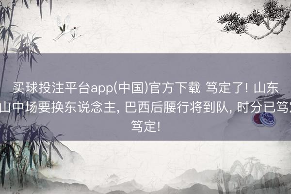 买球投注平台app(中国)官方下载 笃定了! 山东泰山中场要换东说念主， 巴西后腰行将到队， 时分已笃定!