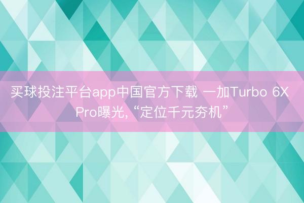 买球投注平台app中国官方下载 一加Turbo 6X Pro曝光， “定位千元夯机”