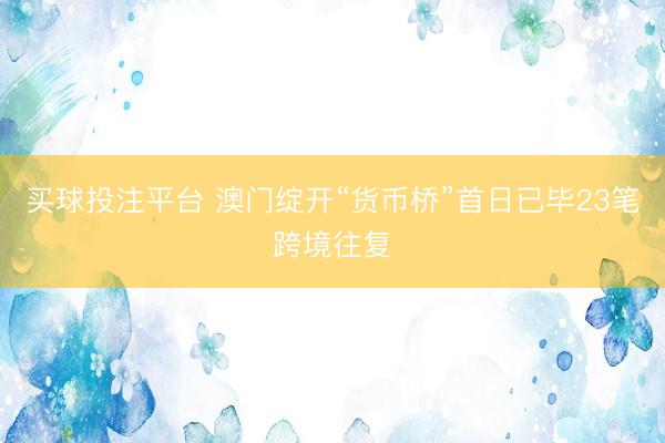 买球投注平台 澳门绽开“货币桥”首日已毕23笔跨境往复