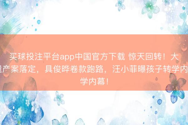 买球投注平台app中国官方下载 惊天回转!大S遗产案落定,具俊晔卷款跑路,汪小菲曝孩子转学内幕!