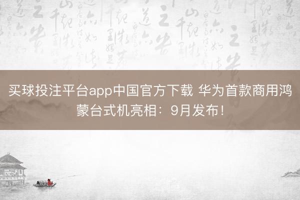 买球投注平台app中国官方下载 华为首款商用鸿蒙台式机亮相：9月发布！