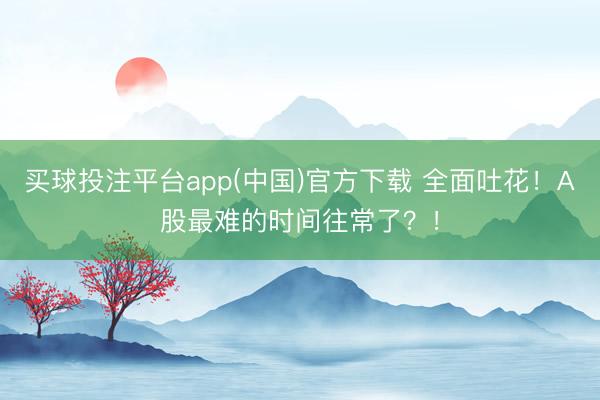 买球投注平台app(中国)官方下载 全面吐花！A股最难的时间往常了？！