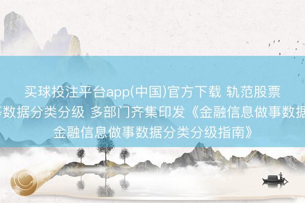 买球投注平台app(中国)官方下载 轨范股票、基金、招待等数据分类分级 多部门齐集印发《金融信息做事数据分类分级指南》