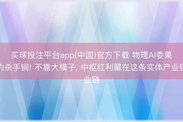 买球投注平台app(中国)官方下载 物理AI委果的杀手锏! 不靠大模子， 中枢红利藏在这条实体产业链