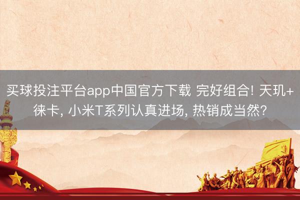 买球投注平台app中国官方下载 完好组合! 天玑+徕卡， 小米T系列认真进场， 热销成当然?
